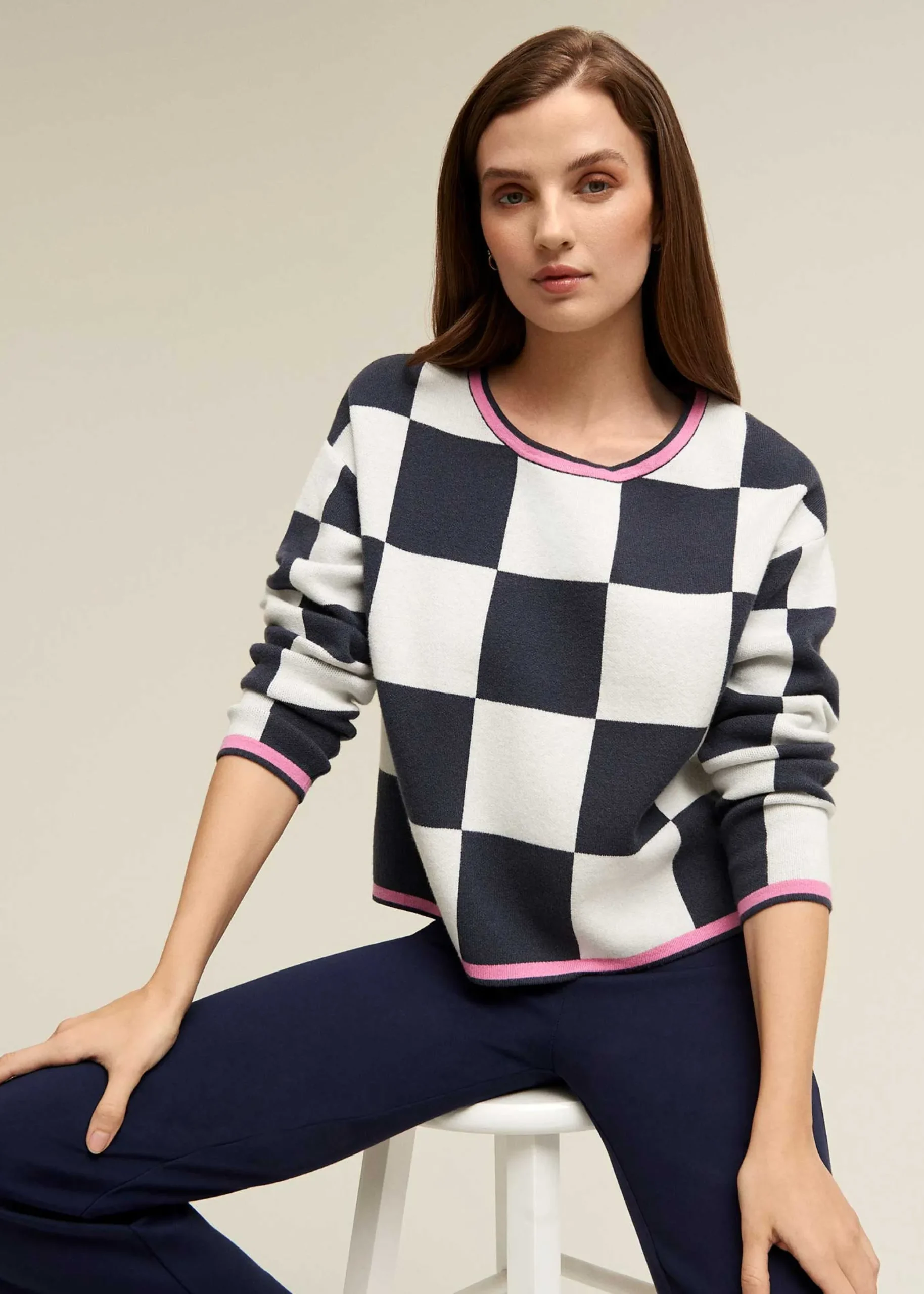 Checker Board Sweater>Isaac Mizrahi Cheap
