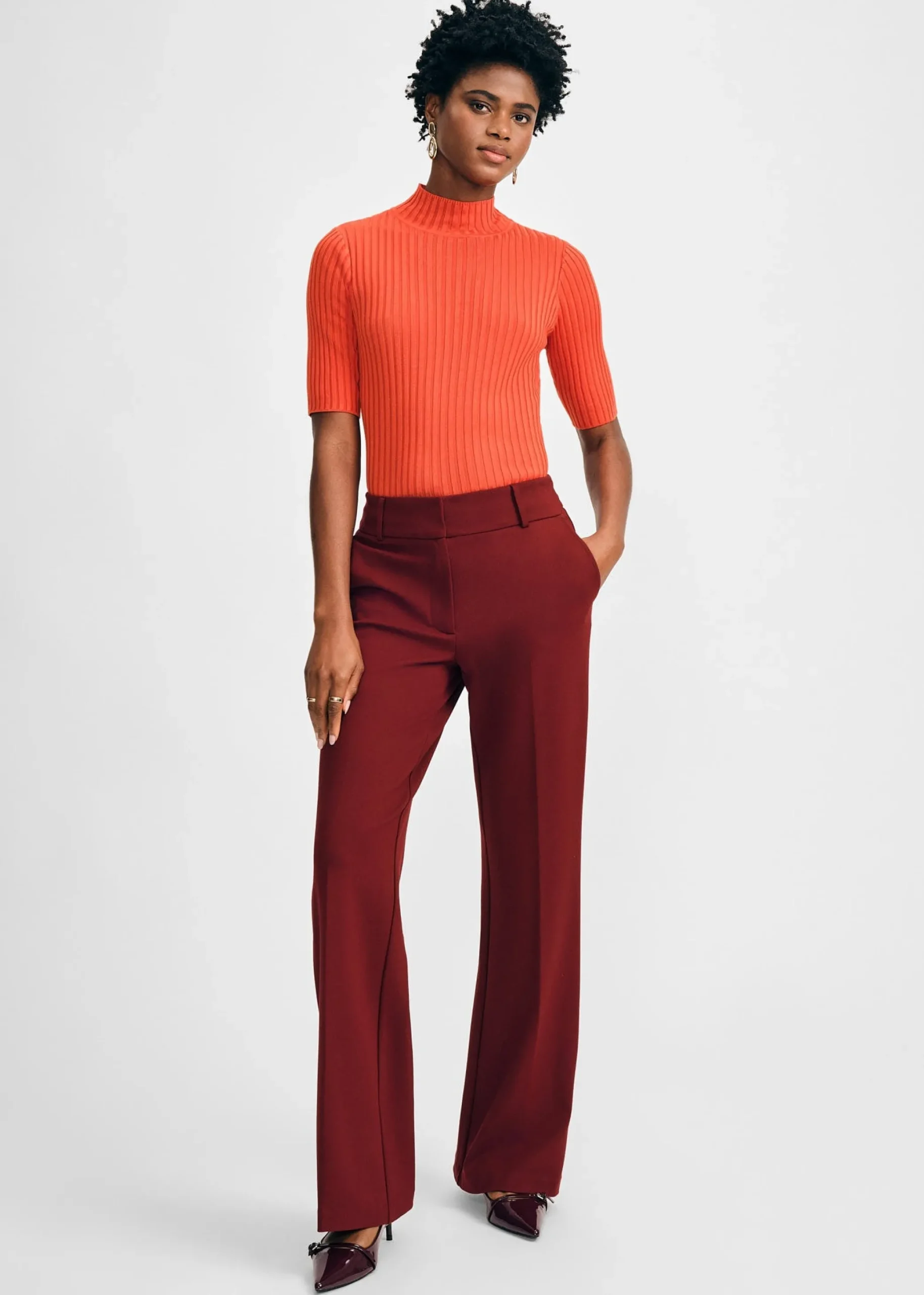 Classic Rib Mock Neck Sweater>Isaac Mizrahi Outlet