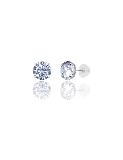 14K White Gold 8MM Round CZ Pushback Stud Earrings><noscript><img width=