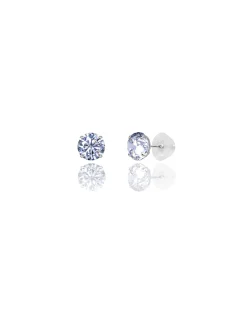 14K White Gold 6MM Round CZ Pushback Stud Earrings><noscript><img width=