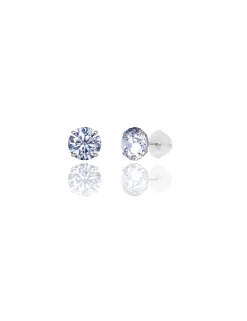 14K White Gold 7MM Round CZ Pushback Stud Earrings><noscript><img width=