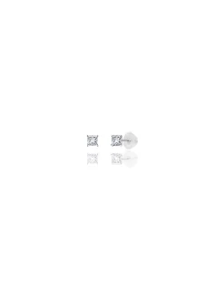 14K White Gold 3MM Square CZ Pushback Stud Earrings><noscript><img width=