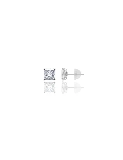 14K White Gold 6MM Square CZ Pushback Stud Earrings>Isaac Mizrahi New
