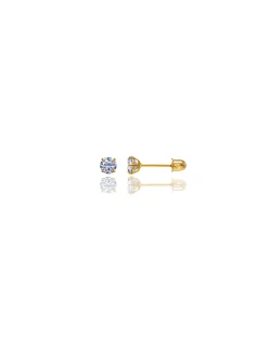 14K Yellow Gold 3MM Round CZ Screwback Stud Earrings>Isaac Mizrahi Cheap
