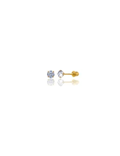 14K Yellow Gold 3MM Round CZ Screwback Stud Earrings>Isaac Mizrahi Cheap