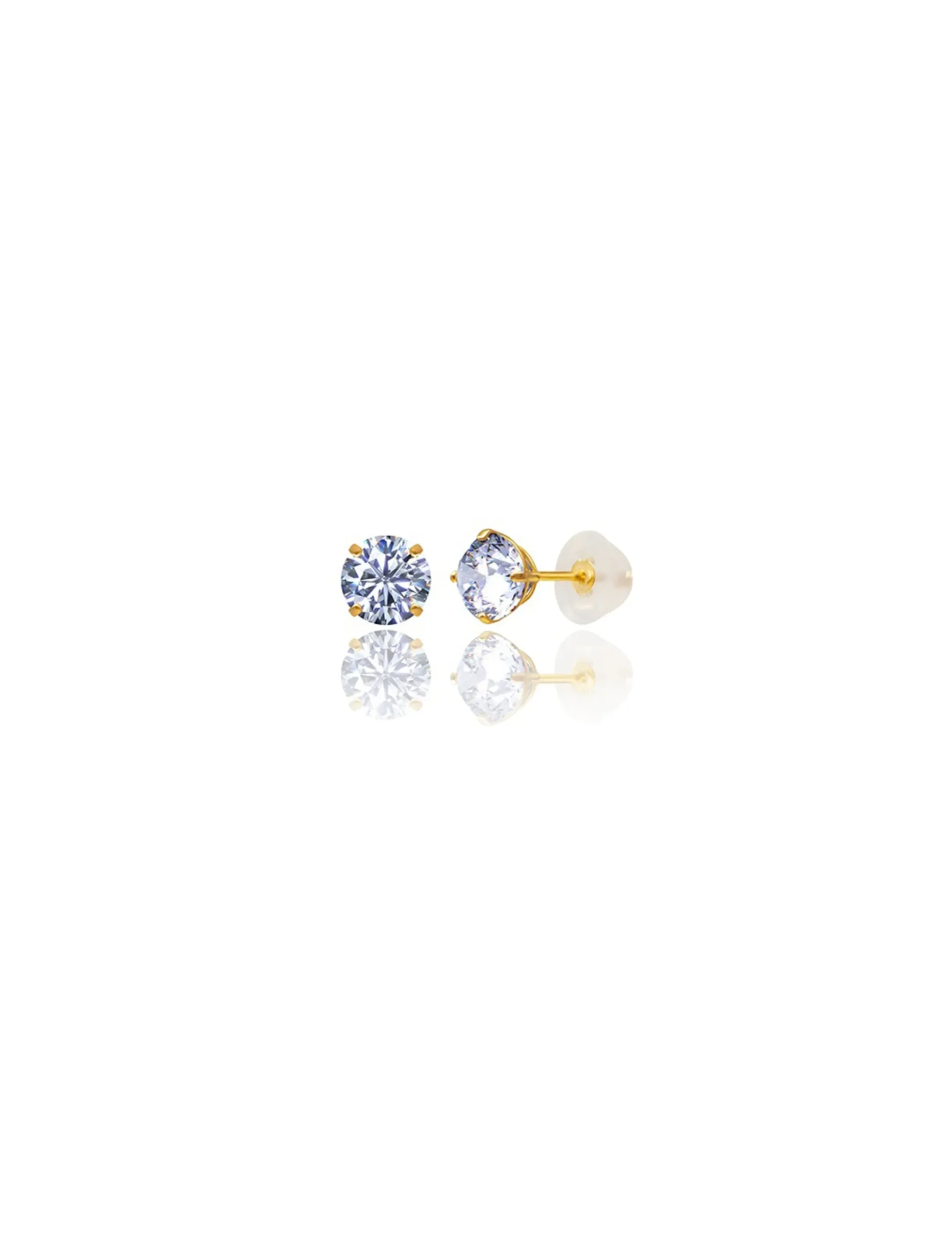 14K Yellow Gold 5MM Round CZ Pushback Stud Earrings>Isaac Mizrahi Store