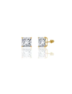 14K Yellow Gold 8MM Square CZ Screwback Stud Earrings>Isaac Mizrahi Best Sale