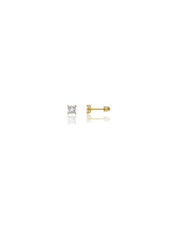 14K Yellow Gold 3MM Square CZ Screwback Stud Earrings>Isaac Mizrahi Best
