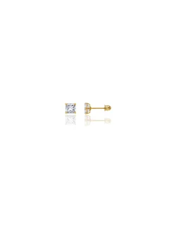 14K Yellow Gold 4MM Square CZ Screwback Stud Earrings>Isaac Mizrahi Flash Sale