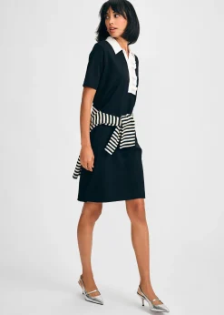 Ponte Ruffle Shirtdress><noscript><img width=